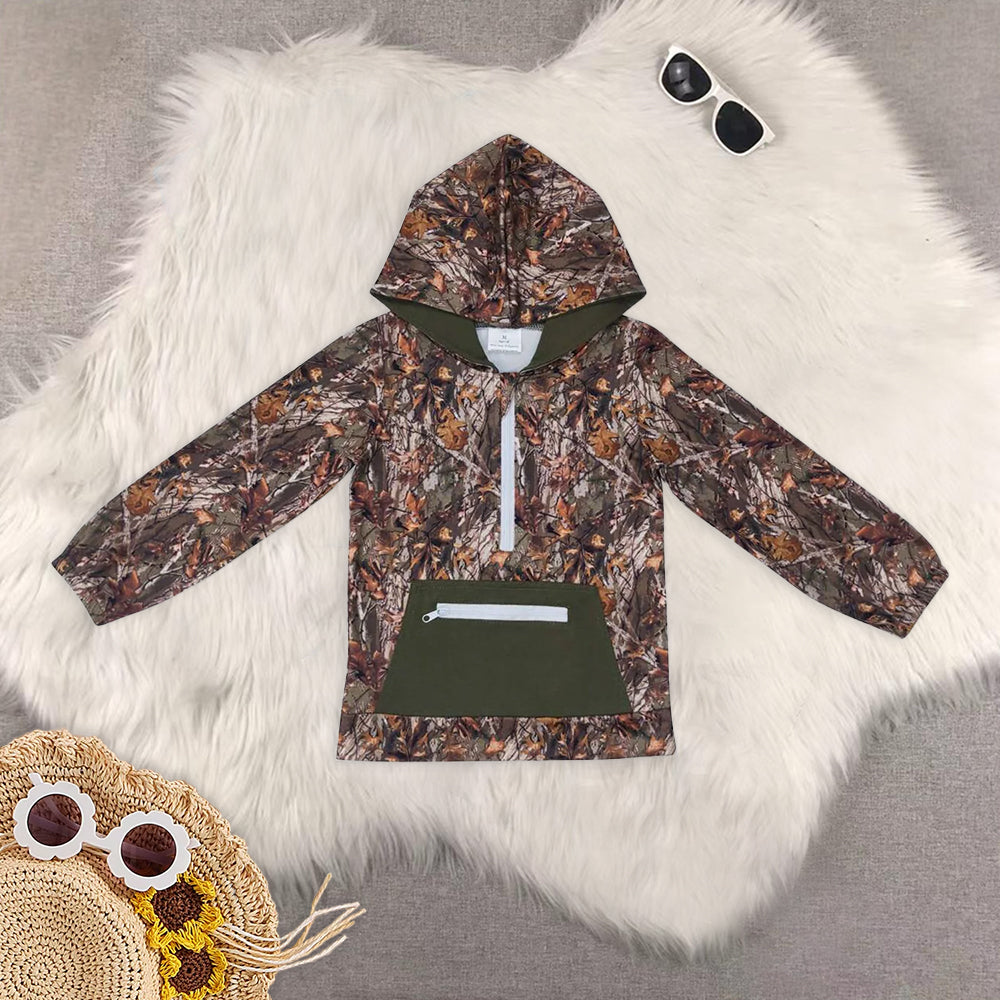 RTS NO MOQ Baby kid Camouflage pullover hooded long sleeve top