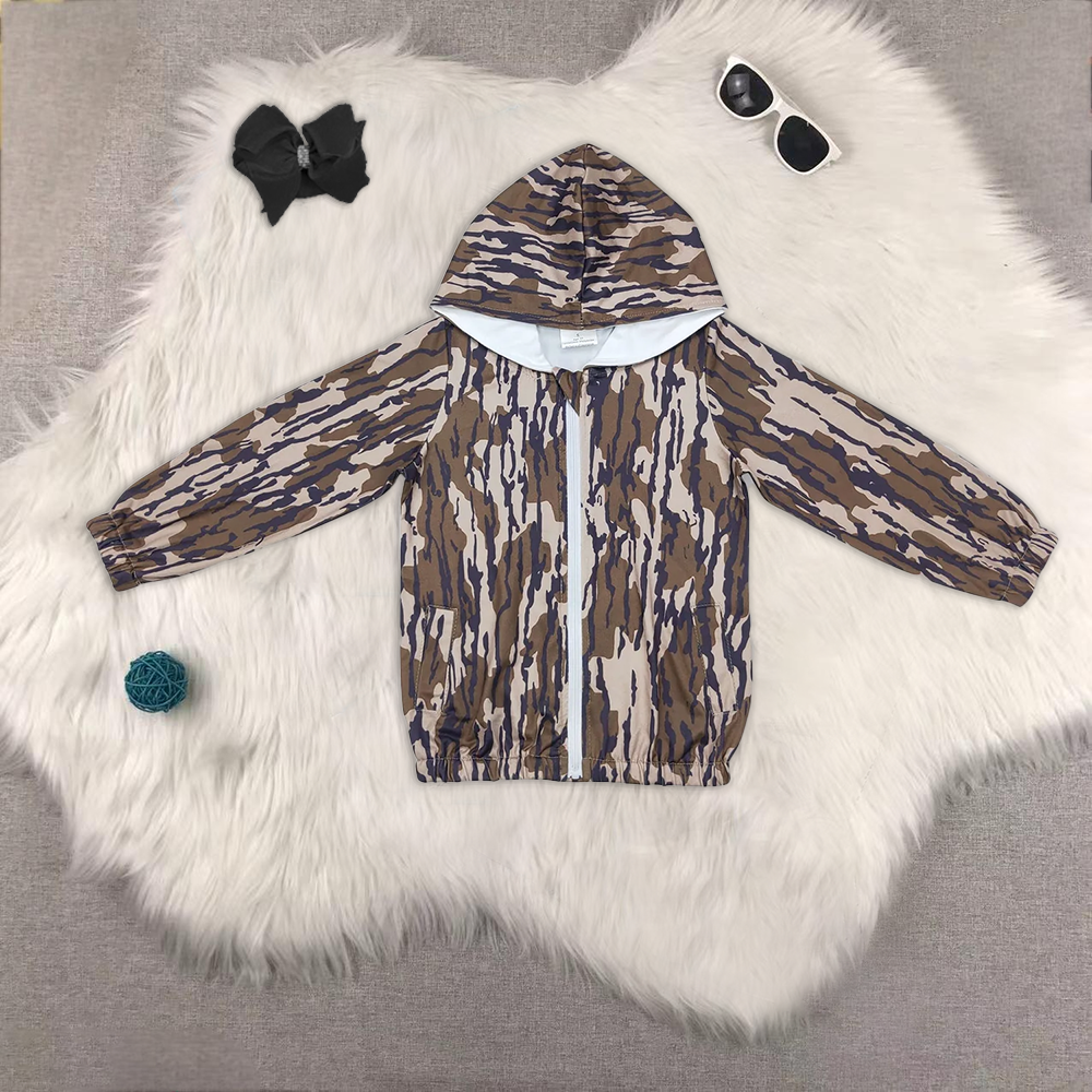 RTS NO MOQ Camouflage Hooded Zip-Up Long Sleeve Jacket