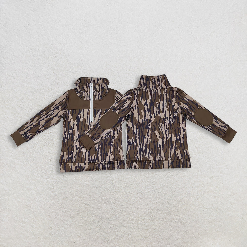 RTS NO MOQ Sibling baby boy clothes Camouflage army green hooded long-sleeved sets and top and pants