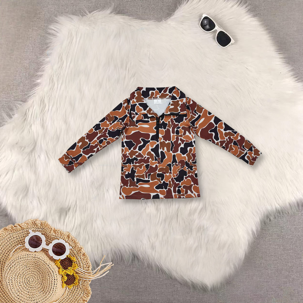 RTS NO MOQ Sibling Baby kid Camouflage pullover long sleeve tops