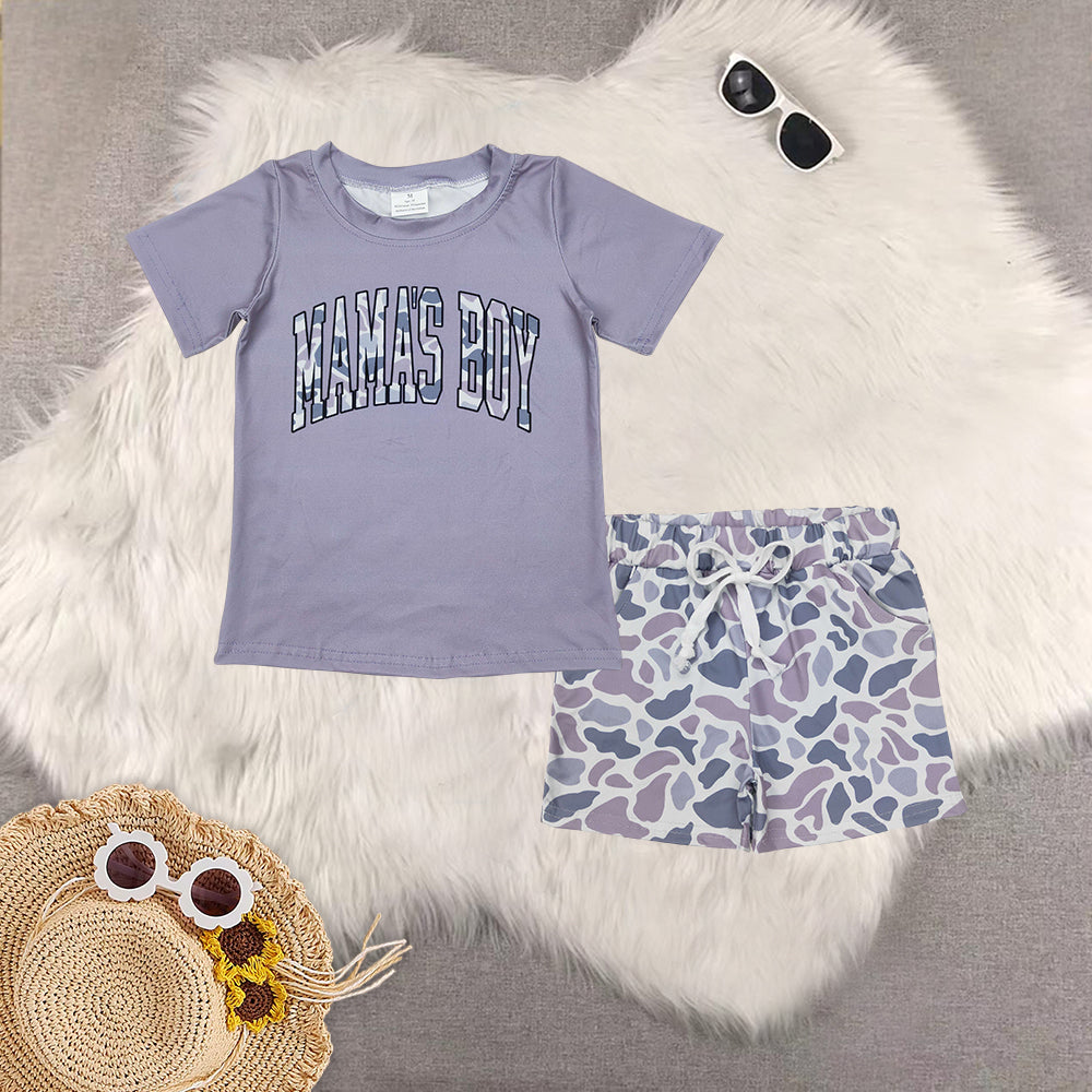 RTS NO MOQ Sibling baby boys Clothes camouflage short sleeve shorts Sets
