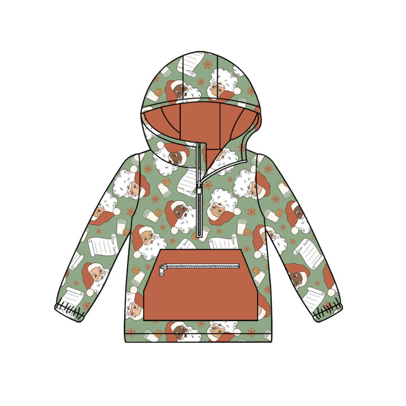 (Pre Order) No moq BT1341 pre-order toddler boy clothes Christmas Santa claus hooded long Sleeve Top -2025.8.23