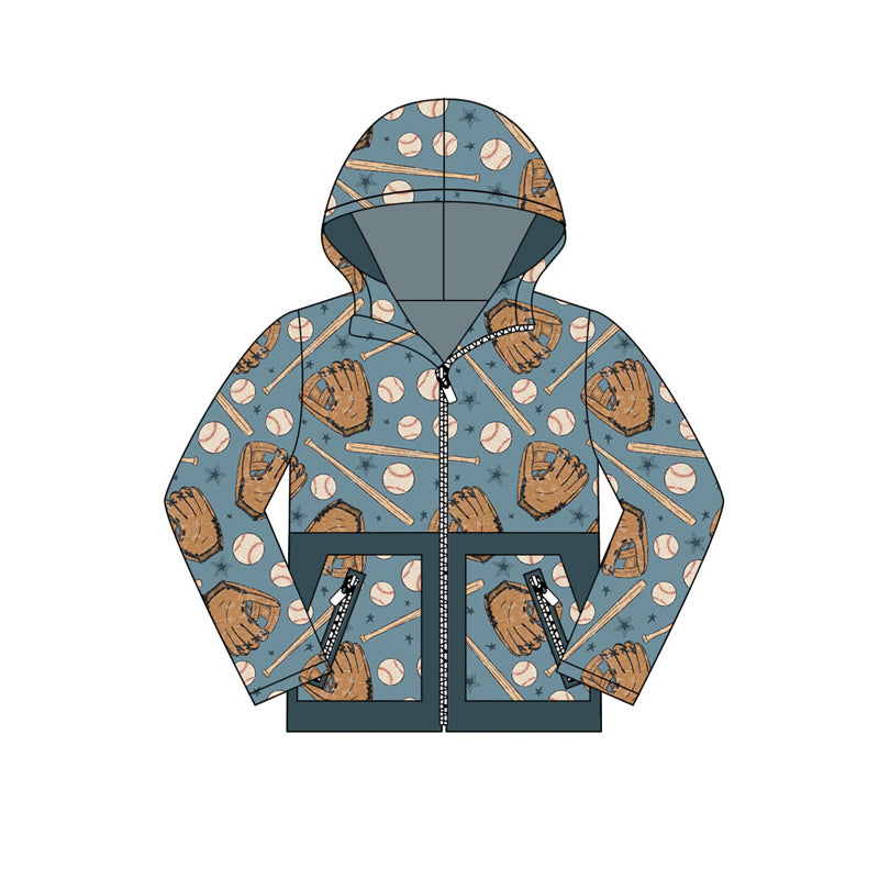 (Pre Order) No moq BT1342 pre-order toddler boy clothes baseball hooded long Sleeve Top -2025.8.25