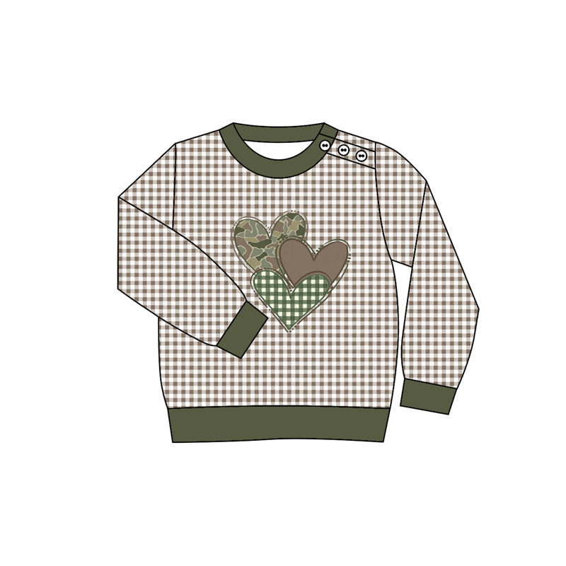 (Pre Order) No moq BT1352 pre-order toddler boy clothes camouflage love long Sleeve Top -2025.9.10