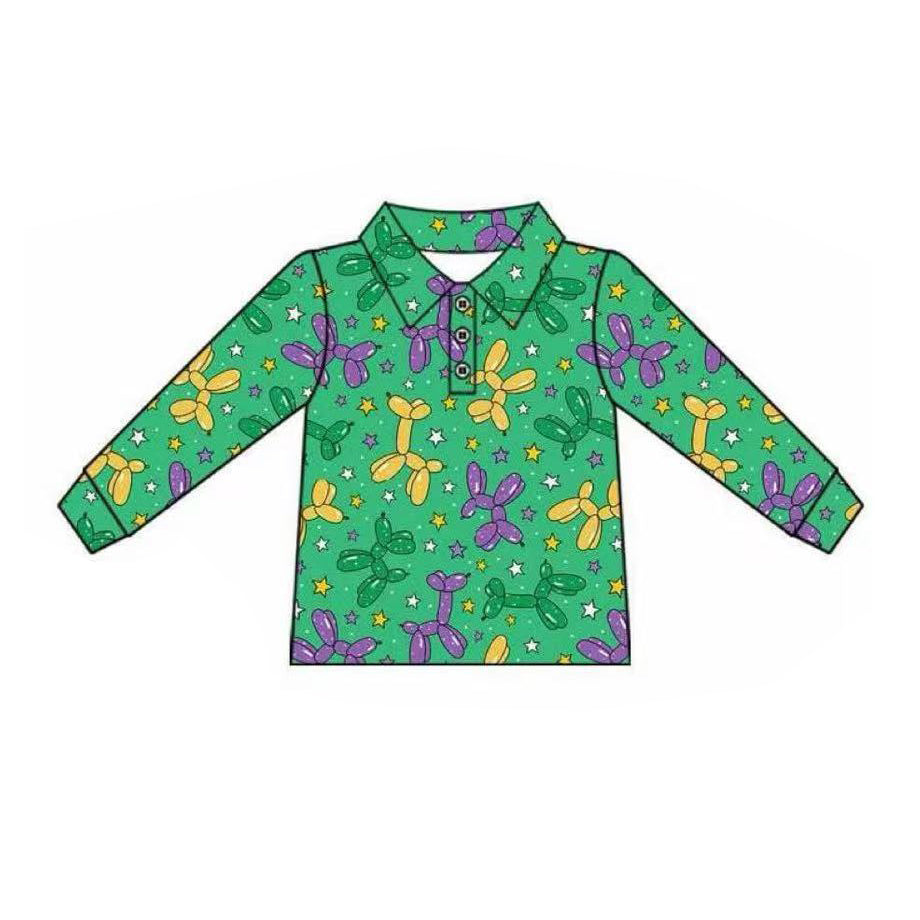 (Pre Order) No moq BT1389 pre-order toddler boy clothes green long Sleeve Top -2025.9.25
