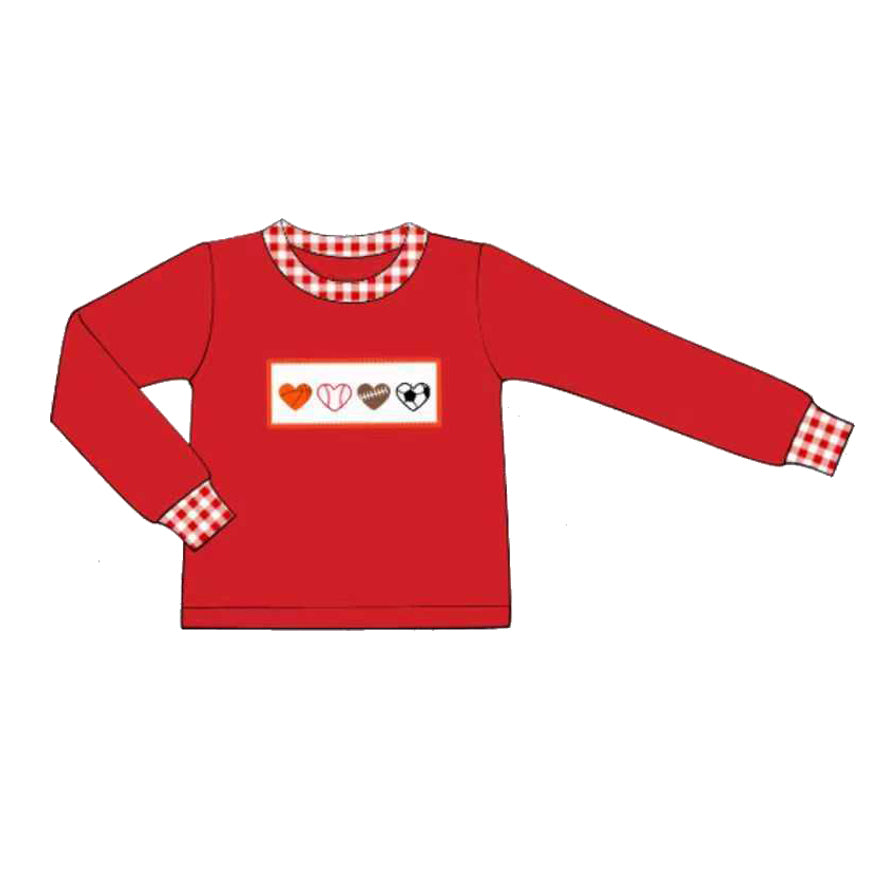 (Pre Order) No moq BT1503 pre-order toddler boy clothes love red long Sleeve Top -2025.11.1