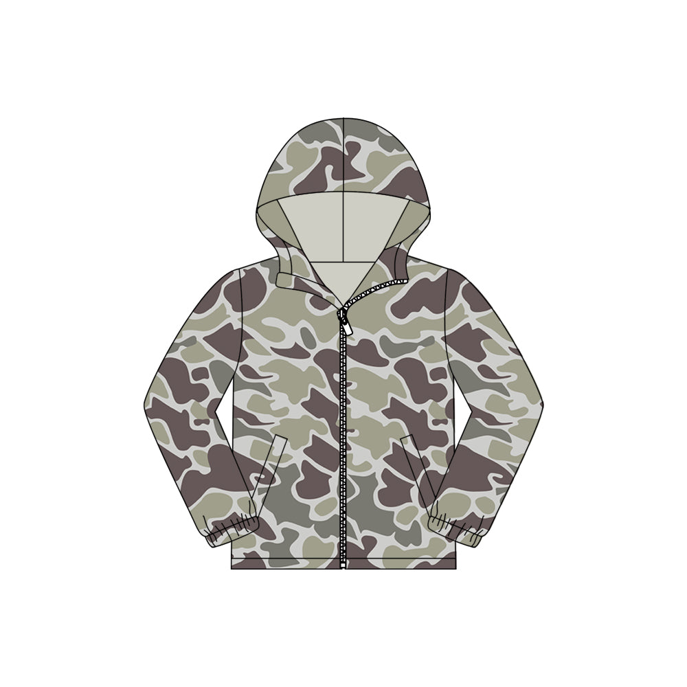 (Pre Order) No moq BT1524 pre-order toddler boy clothes camouflage zipper hooded long Sleeve Top -2025.11.6