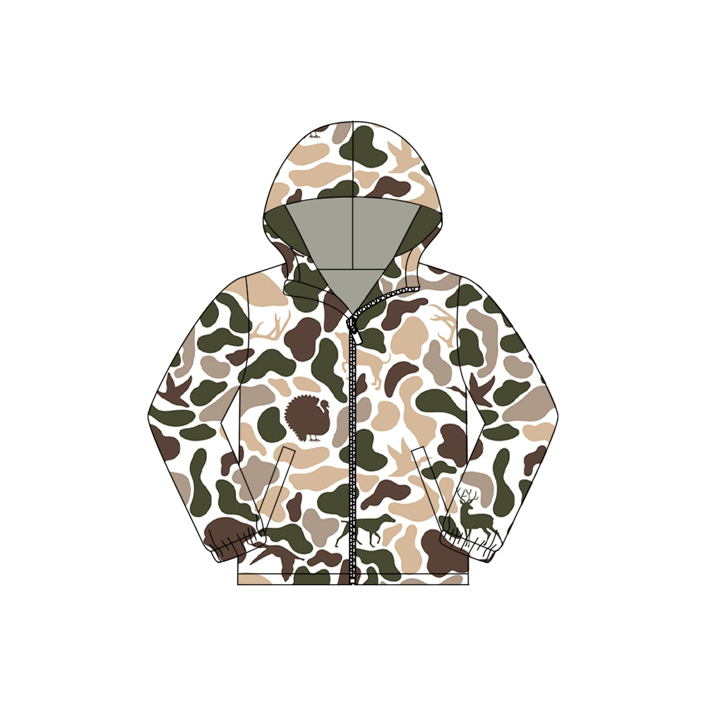 (Pre Order) No moq BT1527 pre-order toddler boy clothes camouflage zipper hooded long Sleeve Top -2025.11.6