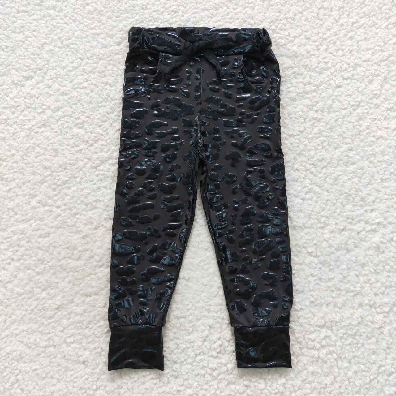 P0219 Leopard Black Offset Trousers