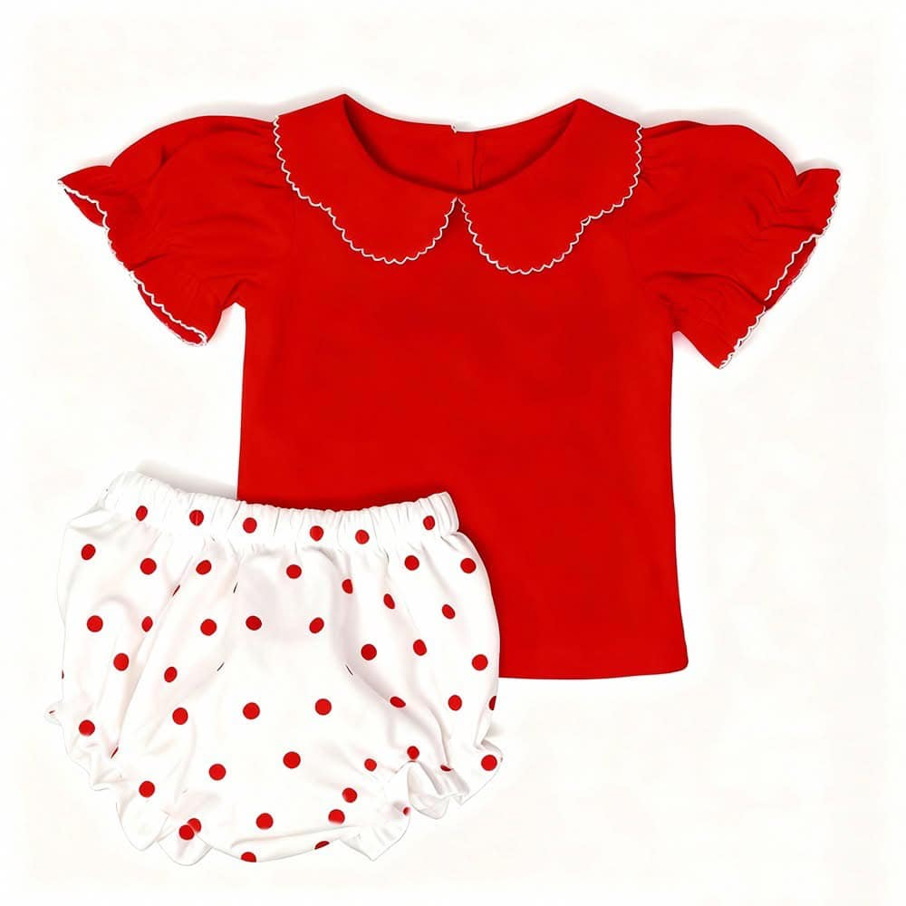 (Pre Order) No moq GBO0488 pre-order baby girl clothes red short sleeve briefs sets-2025.11.11