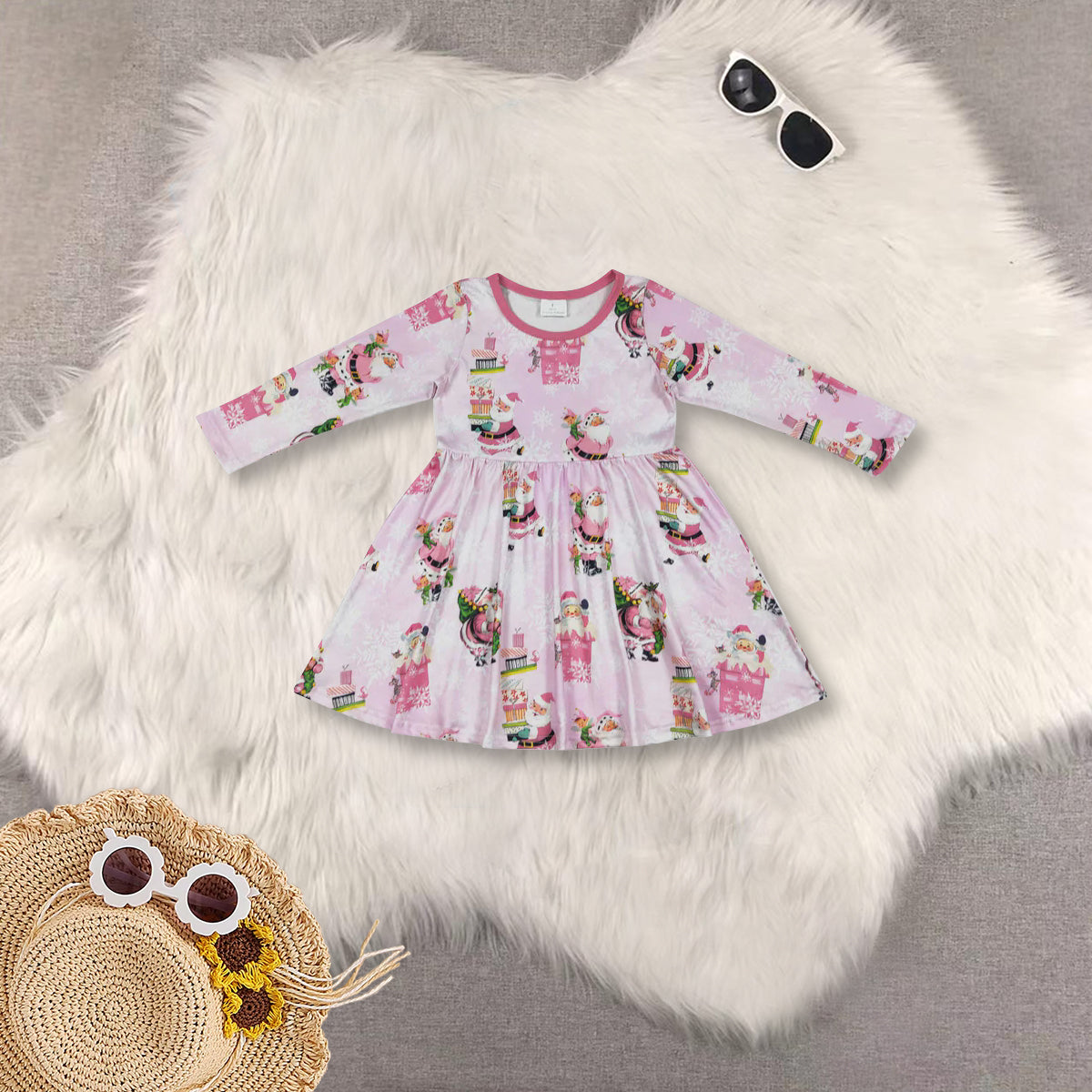 RTS NO MOQ Sibling Baby girl clothes Christmas long-sleeved trousers suit and dress