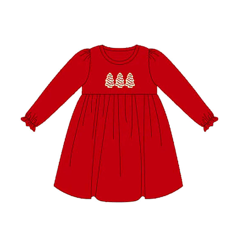 no moq GLD1089 PRE-ORDER baby girl clothes Christmas red long sleeve dress-2025.5.28