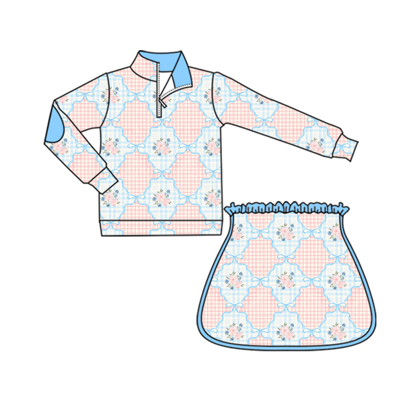 no moq GLD1095 PRE-ORDER baby girl clothes yoga bow floral long sleeve shorts skirts set-2025.5.30