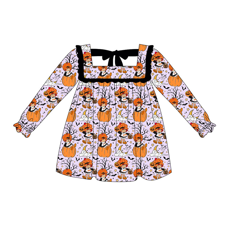 no moq GLD1116 PRE-ORDER baby girl clothes pumpkin long sleeve dress-2025.6.5