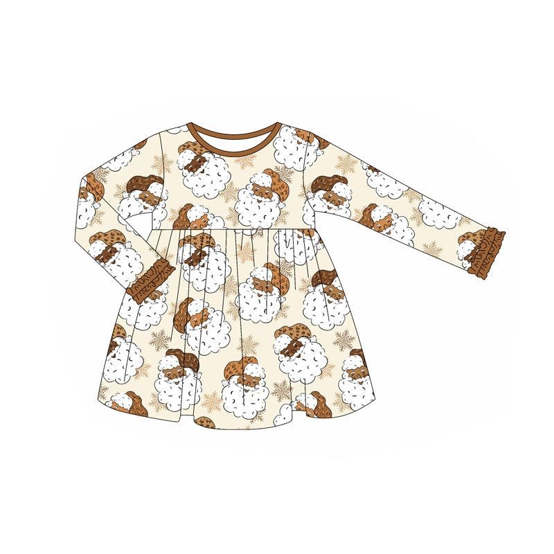 no moq GLD1122 PRE-ORDER baby girl clothes Christmas Santa Claus long sleeve dress-2025.6.9
