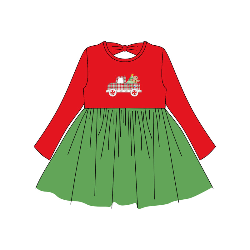 no moq GLD1162 PRE-ORDER baby girl clothes Christmas red long sleeve dress-2025.6.24