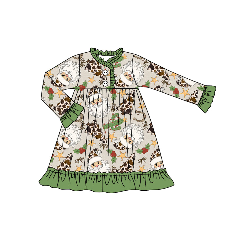 (Pre Order) No moq GLD1214 PRE-ORDER baby girl clothes Christmas long sleeve dress-2025.7.17