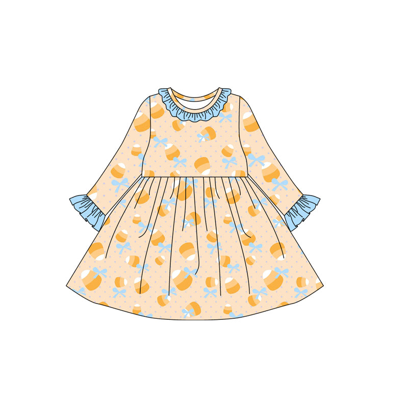 (Pre Order) No moq GLD1223 PRE-ORDER baby girl clothes bow long sleeve dress-2025.7.22