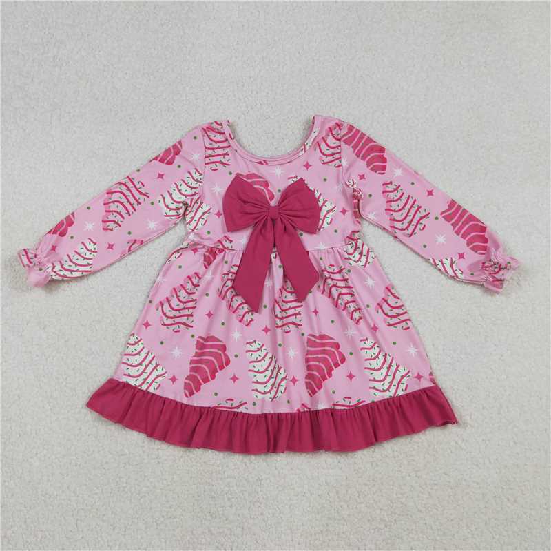 RTS NO MOQ Sibling baby girl clothes Christmas trees long sleeve dress and romper