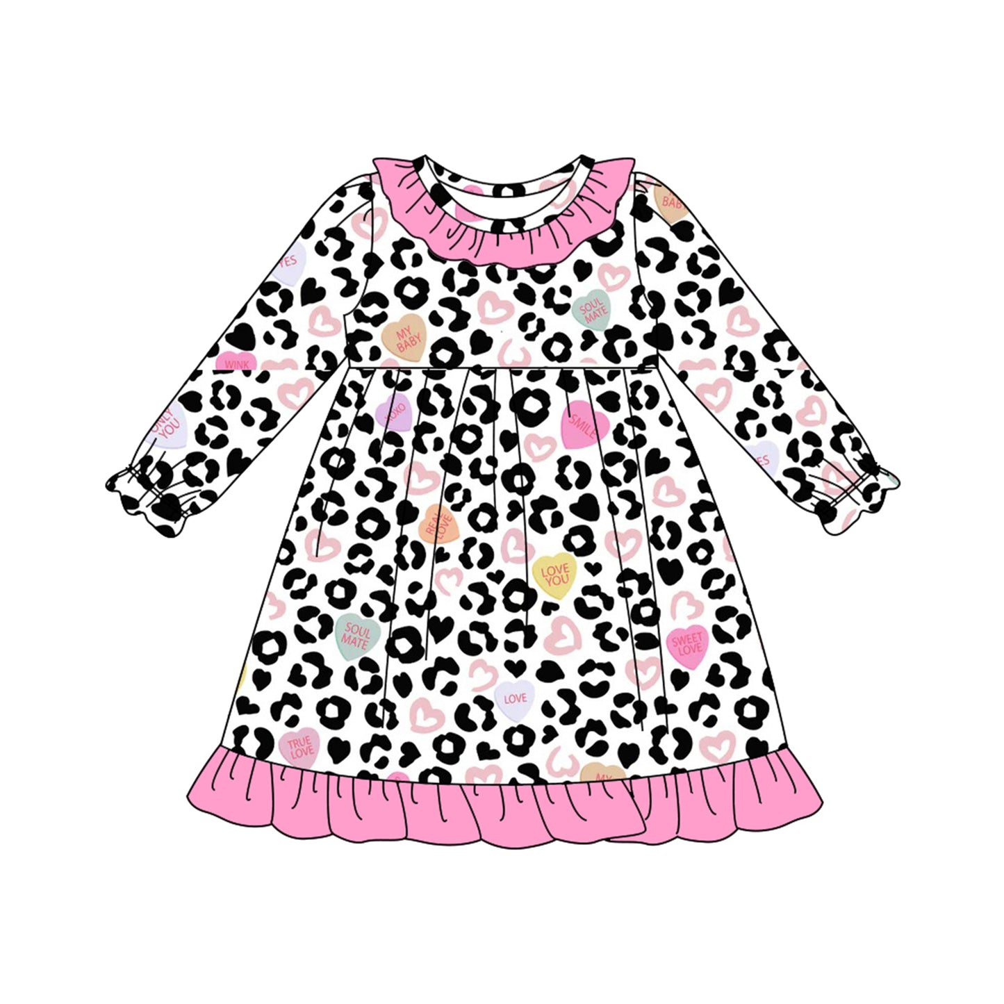 (Pre Order) No moq GLD1290 PRE-ORDER baby girl clothes leopard long sleeve dress-2025.9.4