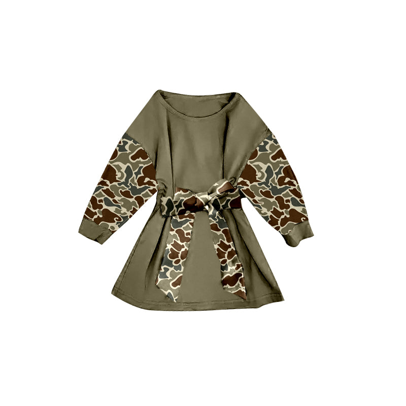 (Pre Order) No moq GLD1303 PRE-ORDER baby girl clothes camouflage long sleeve dress-2025.9.10
