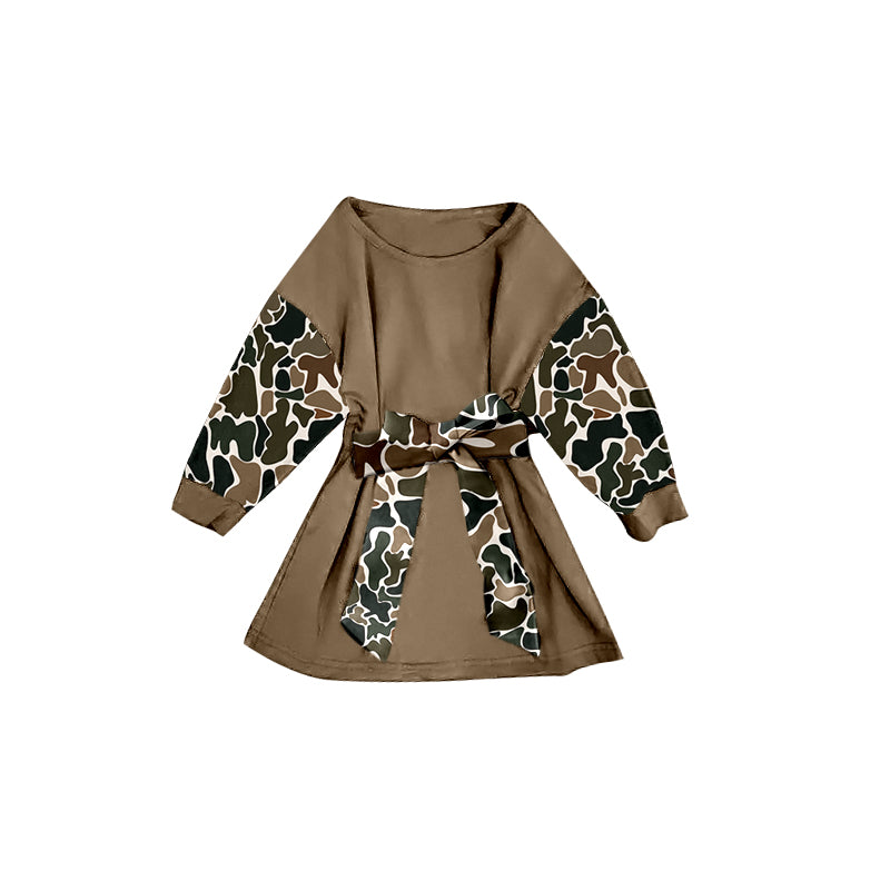 (Pre Order) No moq GLD1304 PRE-ORDER baby girl clothes camouflage long sleeve dress-2025.9.10