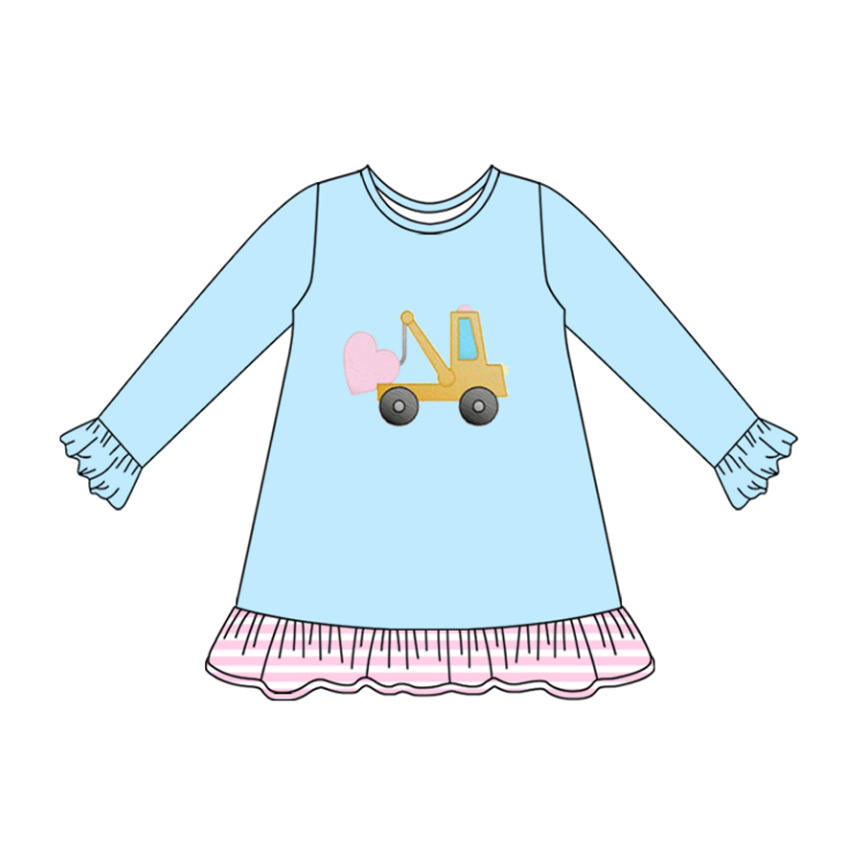 (Pre Order) No moq GLD1348 PRE-ORDER baby girl clothes love long sleeve dress-2025.9.23