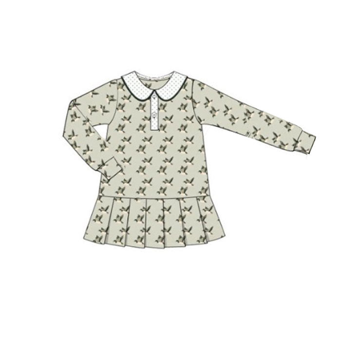 (Pre Order) No moq GLD1373 PRE-ORDER baby girl clothes duck long sleeve dress-2025.10.1