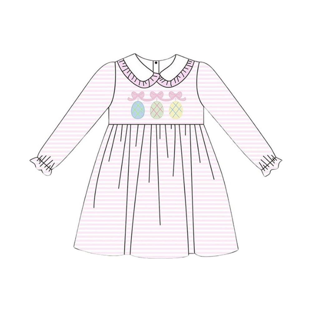 (Pre Order) No moq GLD1385 PRE-ORDER baby girl clothes baseball long sleeve dress-2025.10.13