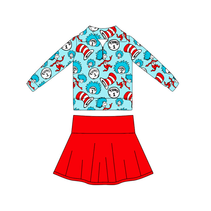 (Pre Order) No moq GLD1422 PRE-ORDER baby girl clothes yoga dr seuss long sleeve skirts sets-2025.10.22