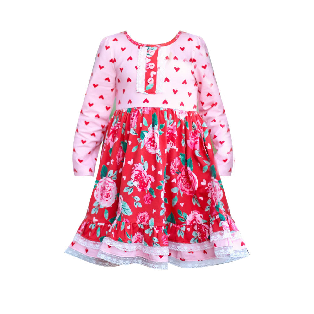 (Pre Order) No moq GLD1499 PRE-ORDER baby girl clothes love long sleeve dress-2025.11.8