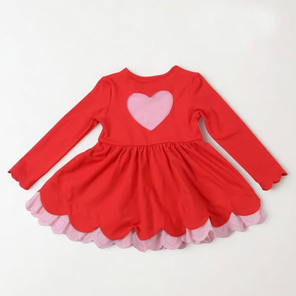 (Pre Order) No moq GLD1507 PRE-ORDER baby girl clothes Love red long sleeve dress-2025.11.13
