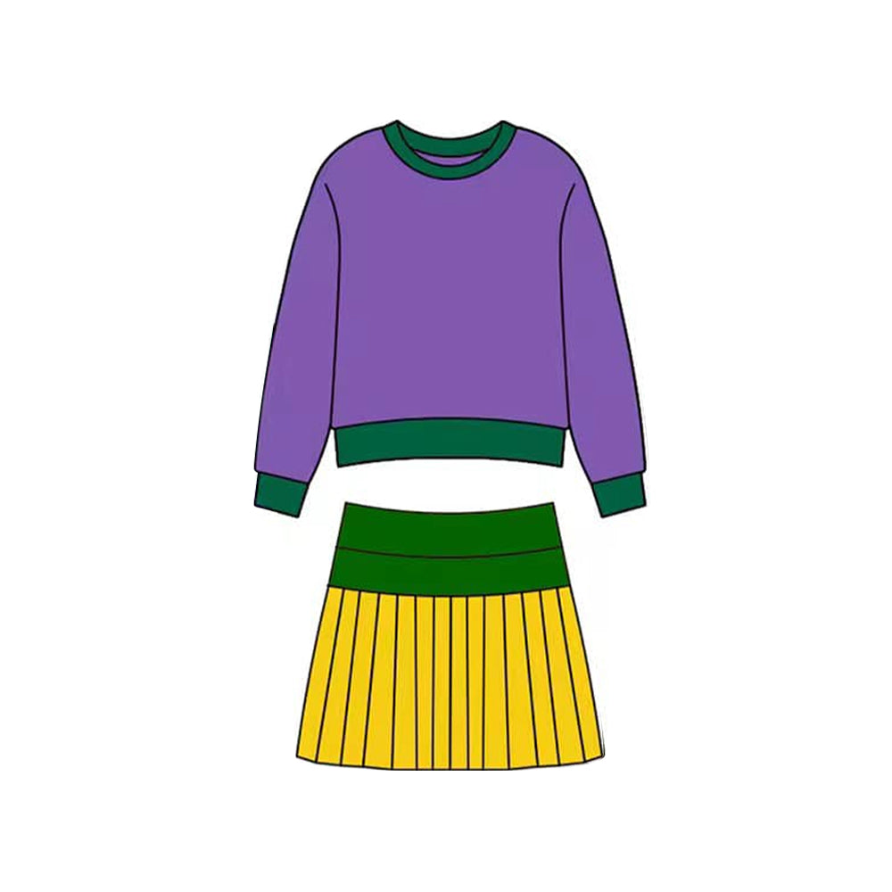 (Pre Order) No moq GLD1512 Pre-order baby girl clothe yoga long sleeve skirts sets-2025.11.15