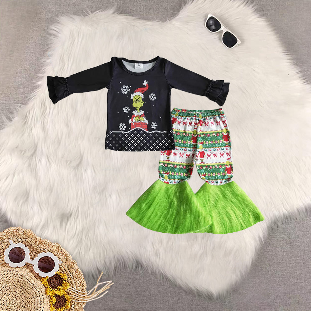 RTS NO MOQ Sibling baby girls clothes Christmas long-sleeved trousers suit