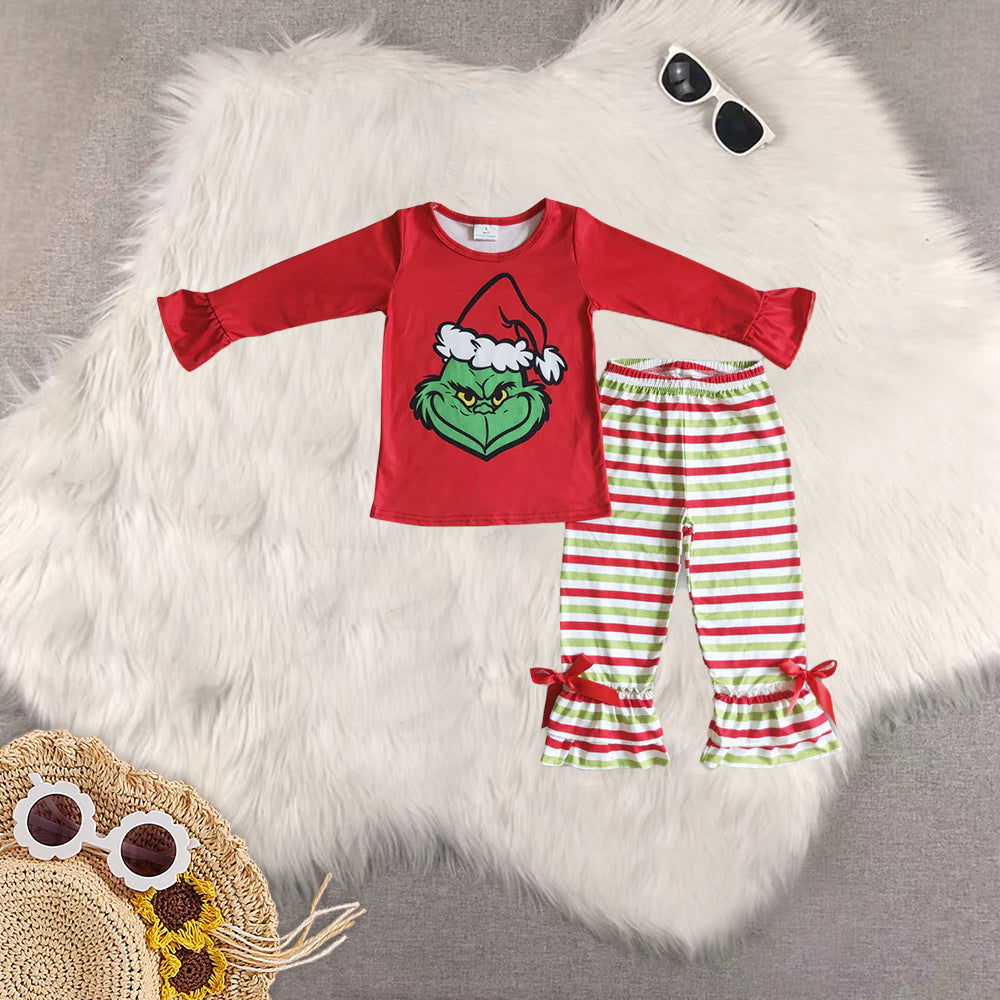 RTS NO MOQ Sibling baby girls clothes Christmas long-sleeved trousers suit