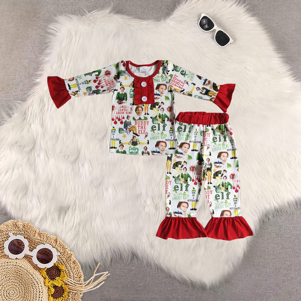 RTS NO MOQ Sibling baby girls boys clothes Christmas long-sleeved trousers suit