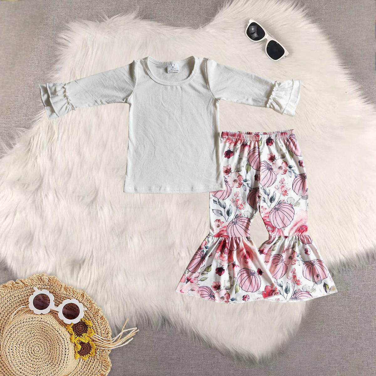 RTS NO MOQ Sibling Baby Girls halloween Long Sleeve Pants Set