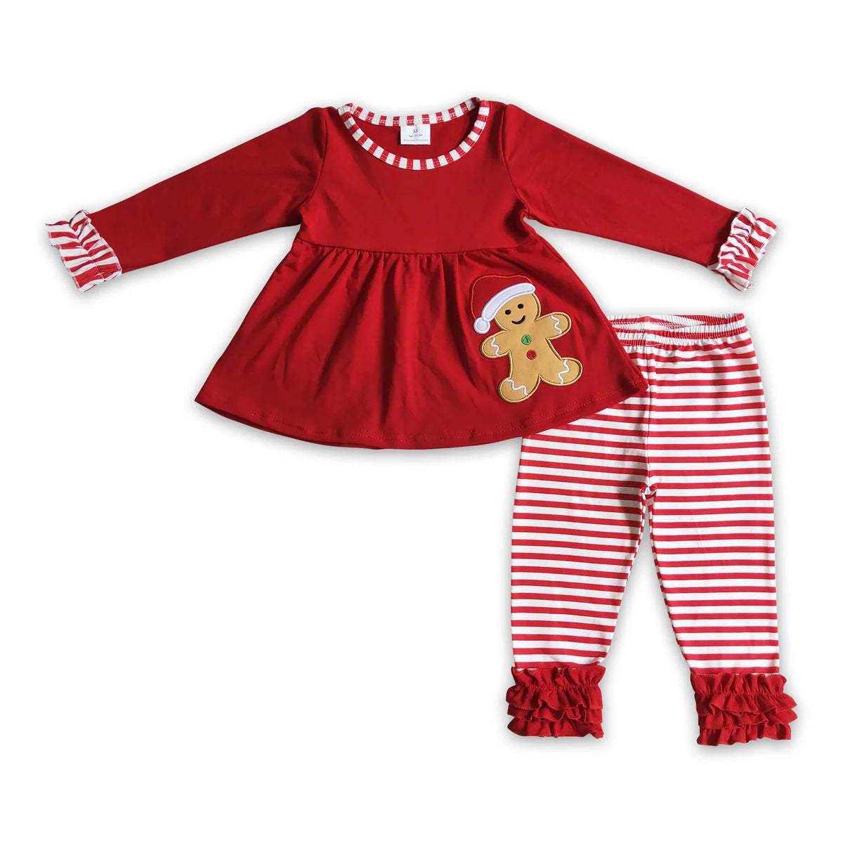 RTS NO MOQ Sibling Baby girls clothes Embroidery Christmas long-sleeved trousers suit & rompers