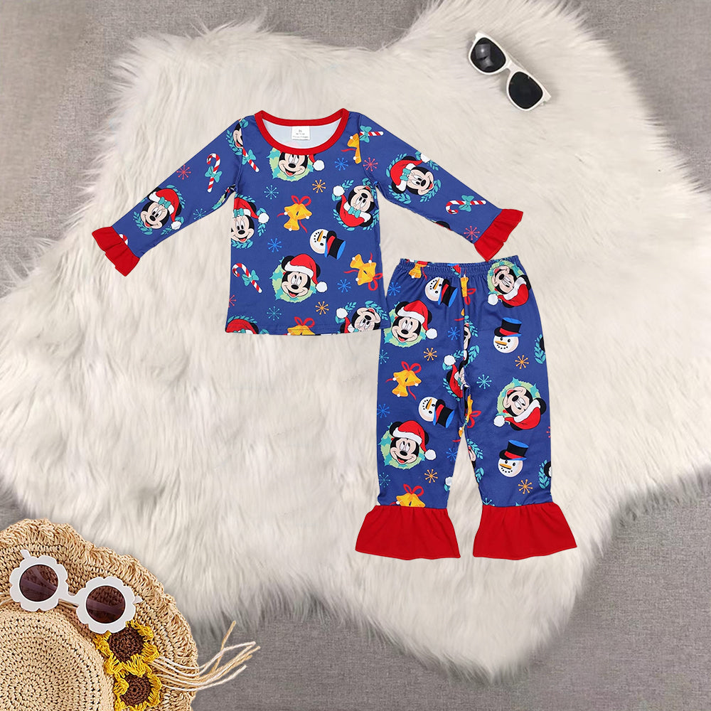 RTS NO MOQ Sibling baby girls baby boys clothes Christmas cartoon long-sleeved trousers suit & romper & adult pants