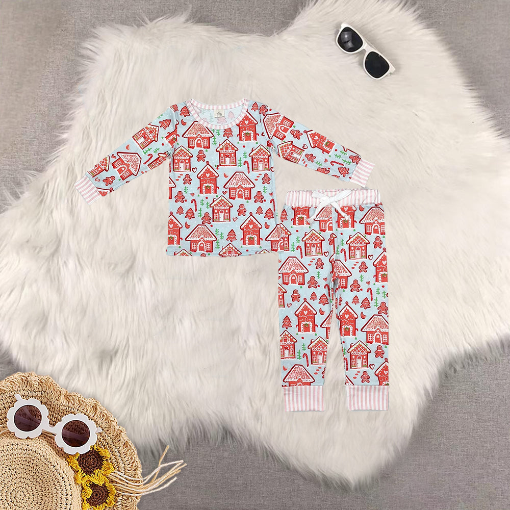 RTS NO MOQ Sibling Baby Girls boys modal Christmas stars Long Sleeve Pants Sets