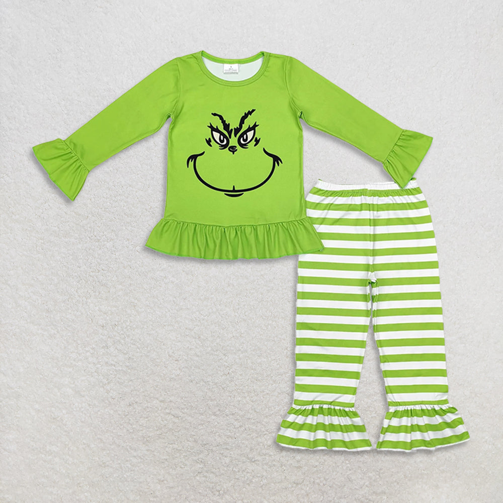 RTS NO MOQ sibling baby girls clothes Christmas green long sleeve Clothes Sets