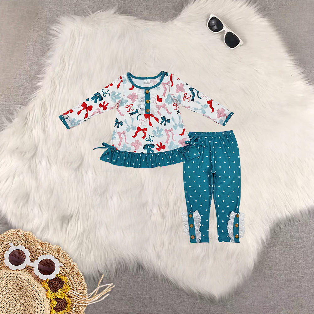 RTS NO MOQ Baby Girls Christmas Long Sleeve Pants Set