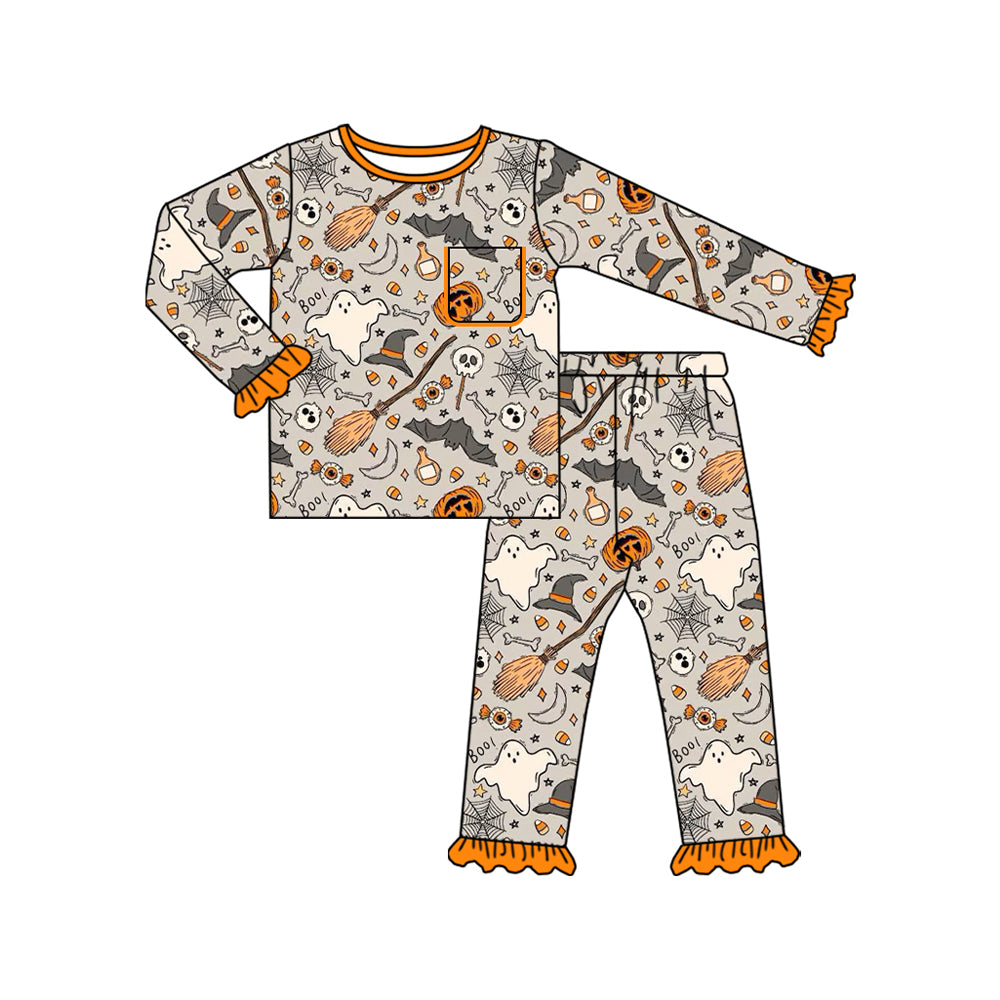 NO MOQ sales GLP2514 Pre-order baby girls clothes Halloween long sleeve pants sets-2025.6.18