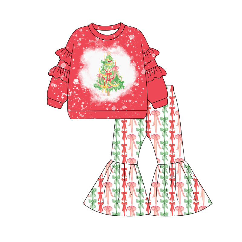 (Pre Order) No moq GLP2652 Pre-order baby girls clothes Christmas long sleeve pants sets-2025.7.30