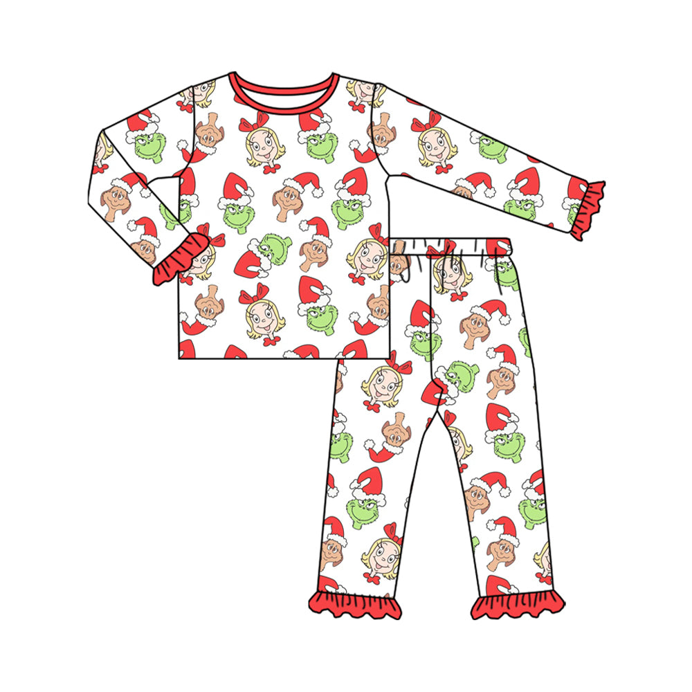 (Pre Order) No moq GLP2654 Pre-order baby girls clothes Christmas long sleeve pants sets-2025.7.30