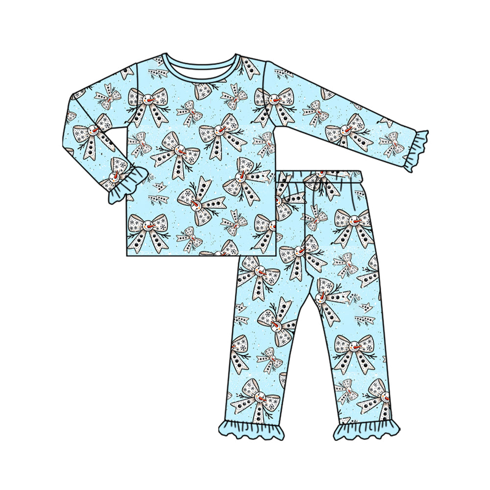 (Pre Order) No moq GLP2679 Pre-order baby girls clothes bow long sleeve pants sets-2025.8.5