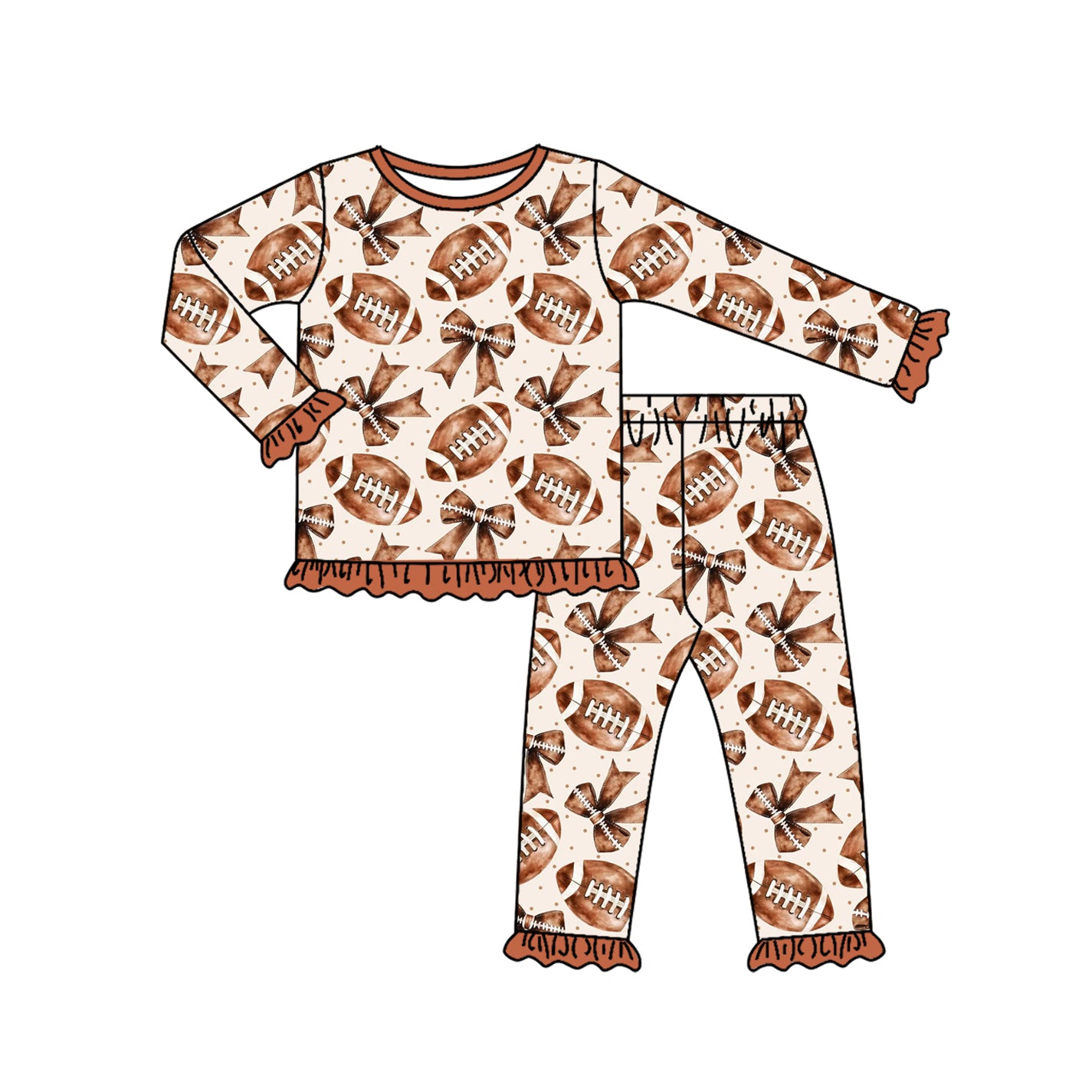 (Pre Order) No moq GLP2712 Pre-order baby girls clothes rugby bow long sleeve pants sets-2025.8.15
