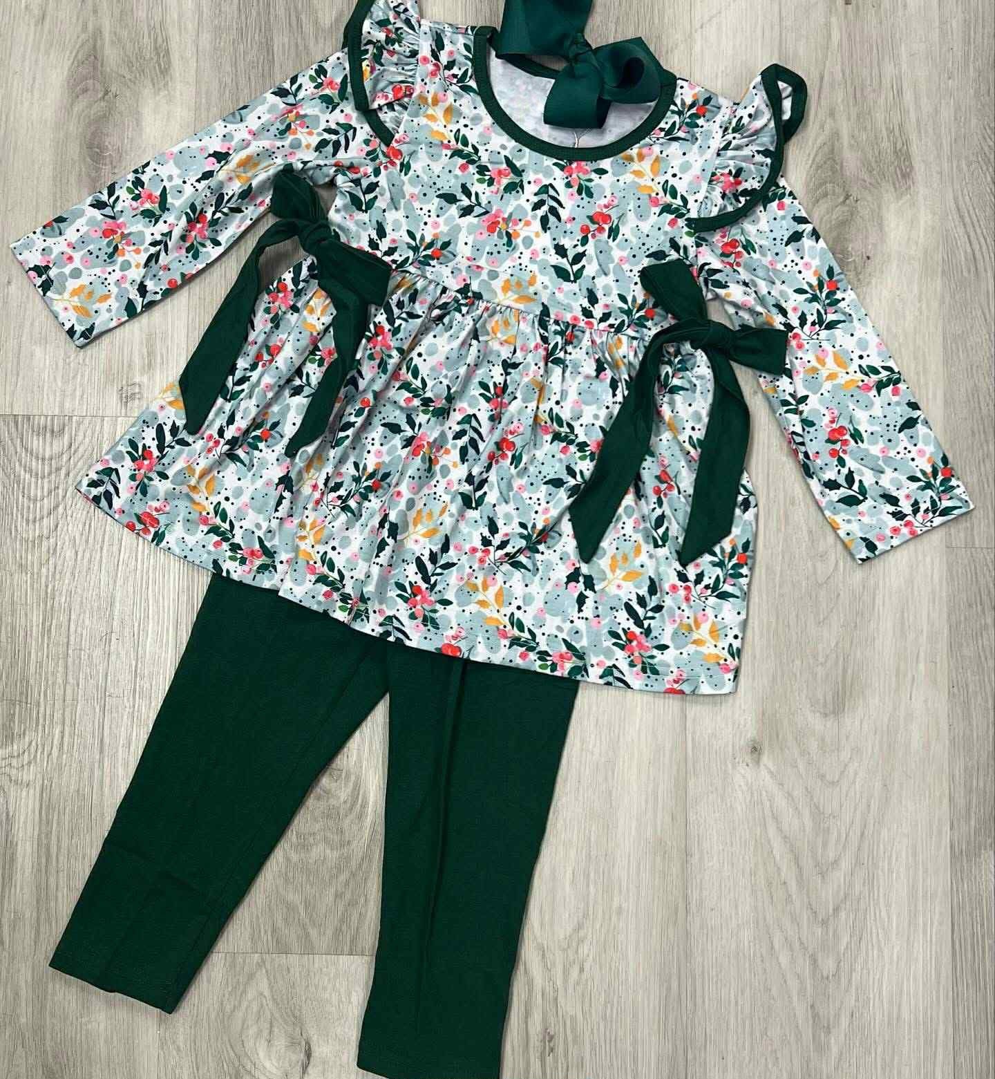 (Pre Order) No moq GLP2775 pre-order baby girls clothes floral long sleeve pants sets-2025.8.29