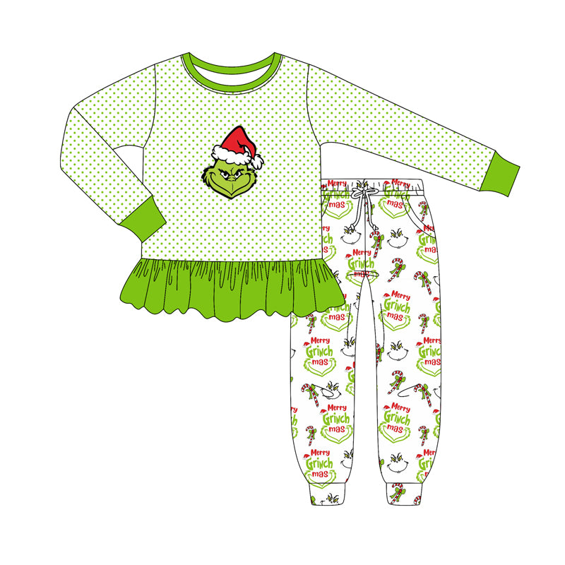 (Pre Order) No moq GLP2779 pre-order baby girls clothes Christmas cartoon long sleeve pants sets-2025.8.29