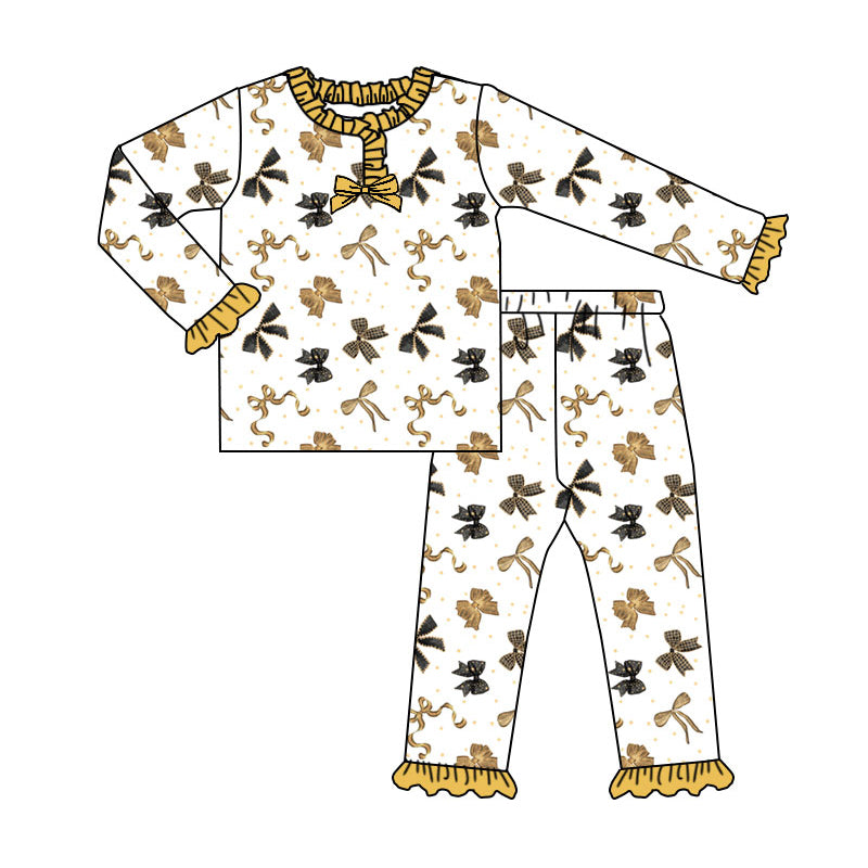(Pre Order) No moq GLP2781 pre-order baby girls clothes bow long sleeve pants sets-2025.8.29